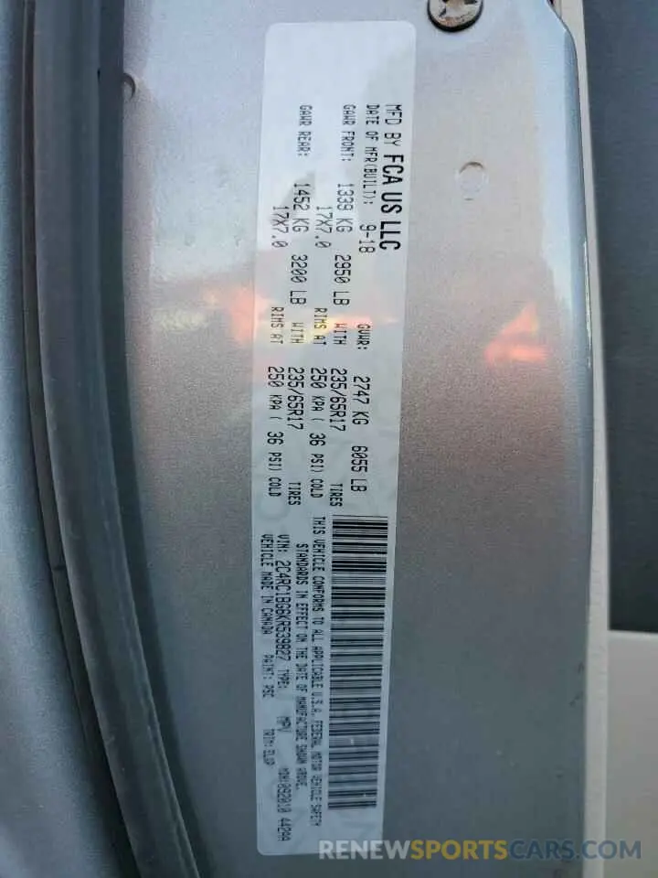 13 Photograph of a damaged car 2C4RC1BG6KR539827 CHRYSLER PACIFICA 2019