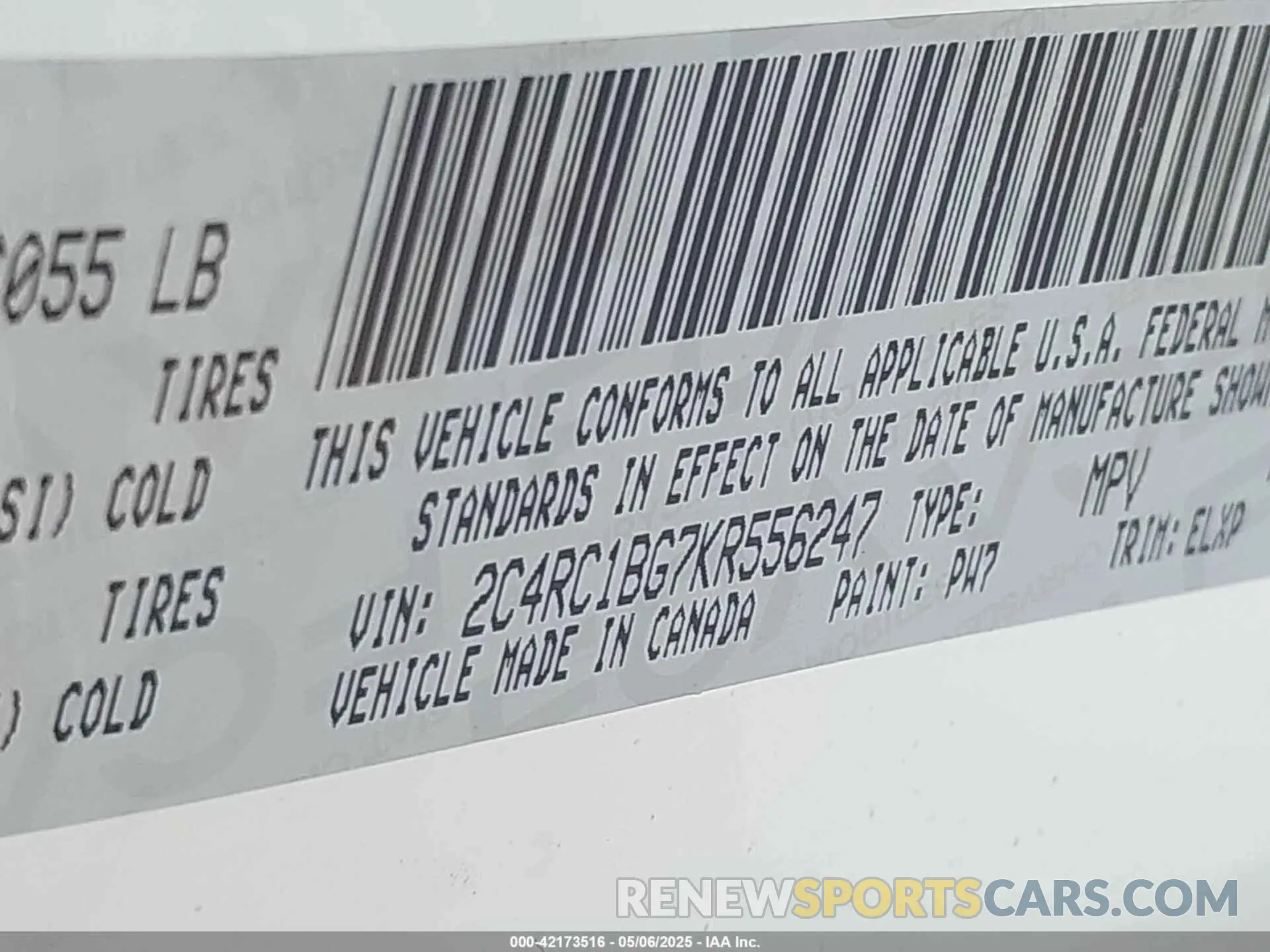 9 Фотография поврежденного автомобиля 2C4RC1BG7KR556247 CHRYSLER PACIFICA 2019