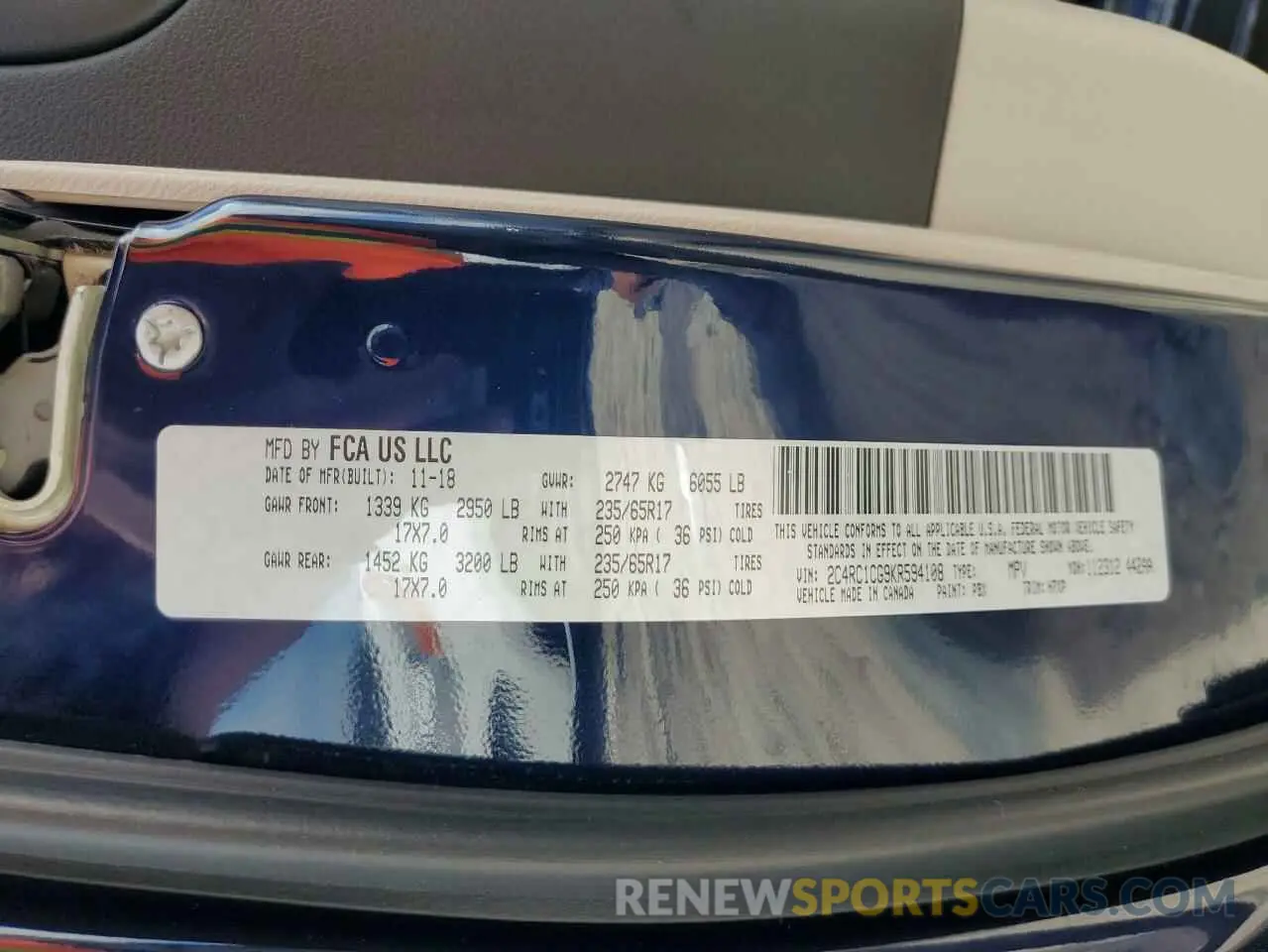 13 Photograph of a damaged car 2C4RC1CG9KR594108 CHRYSLER PACIFICA 2019