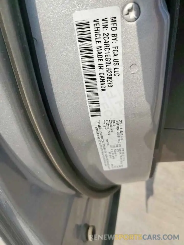 13 Фотография поврежденного автомобиля 2C4RC1EG0LR238273 CHRYSLER PACIFICA 2020