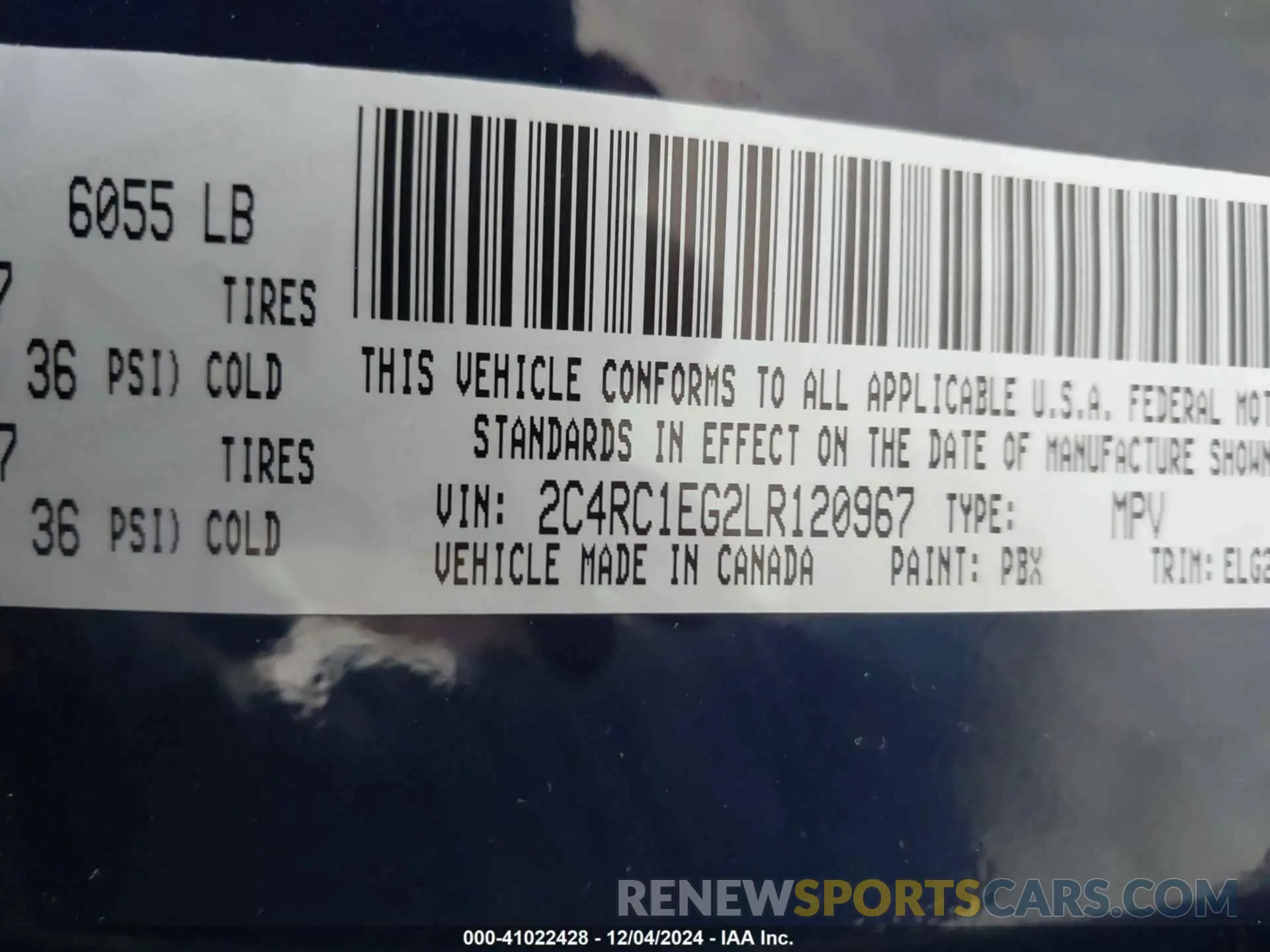9 Photograph of a damaged car 2C4RC1EG2LR120967 CHRYSLER PACIFICA 2020