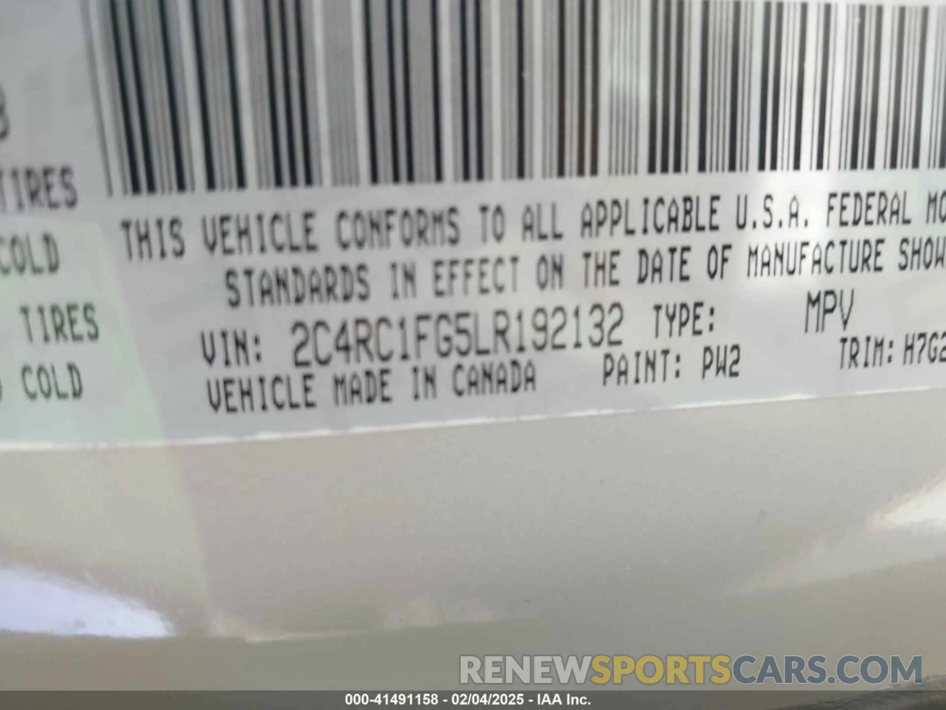 9 Фотография поврежденного автомобиля 2C4RC1FG5LR192132 CHRYSLER PACIFICA 2020