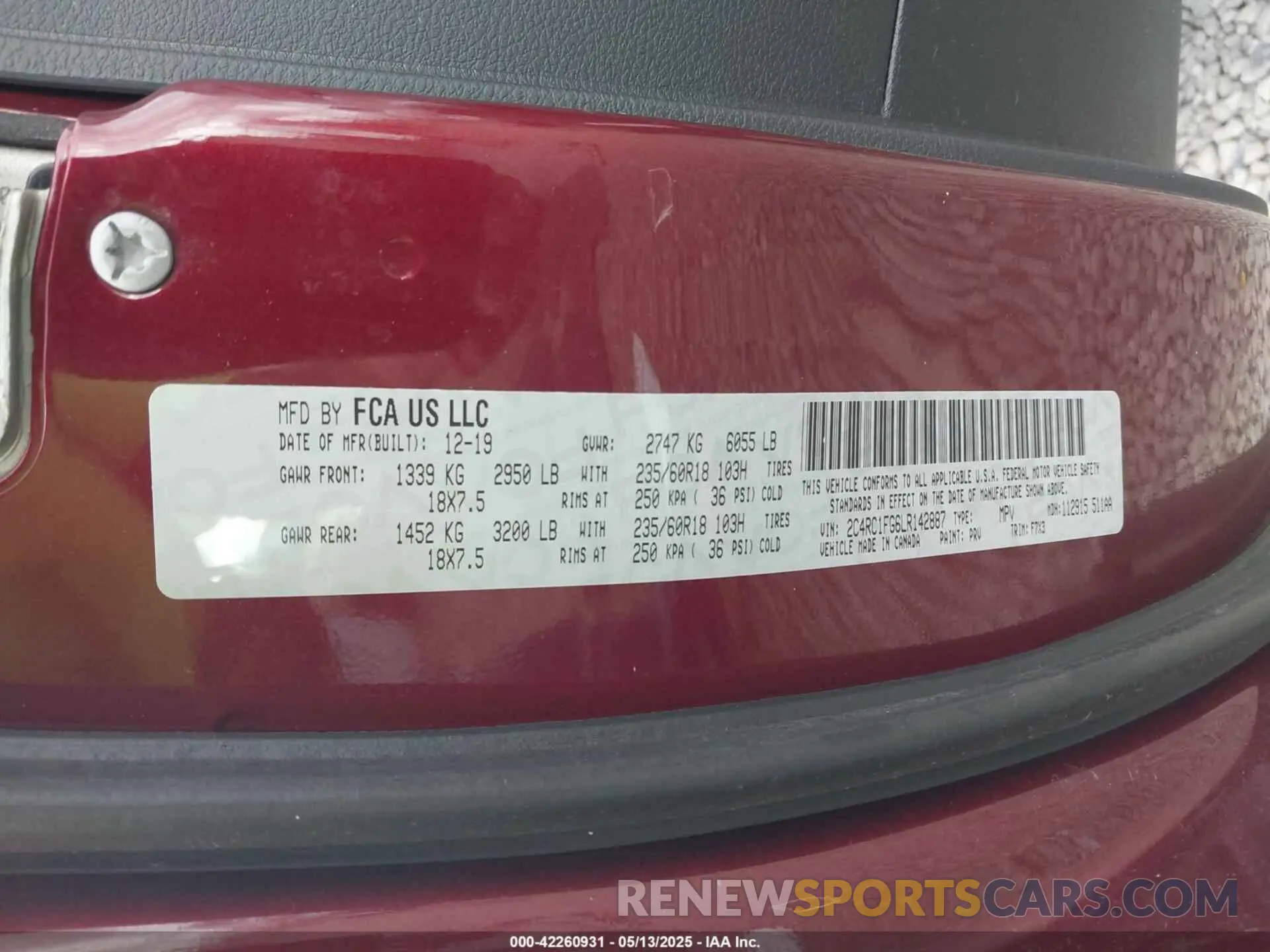 9 Photograph of a damaged car 2C4RC1FG6LR142887 CHRYSLER PACIFICA 2020