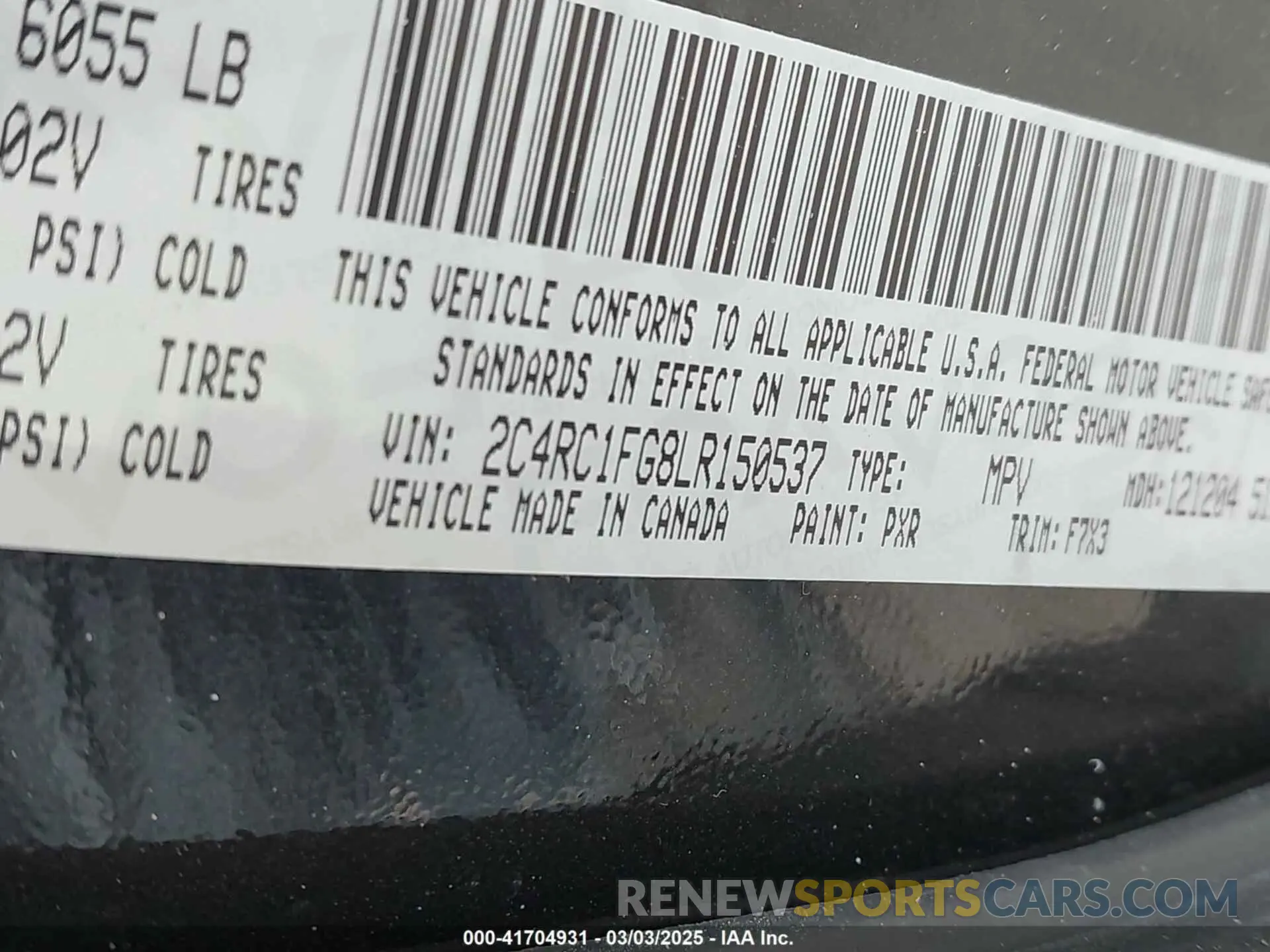 9 Фотография поврежденного автомобиля 2C4RC1FG8LR150537 CHRYSLER PACIFICA 2020