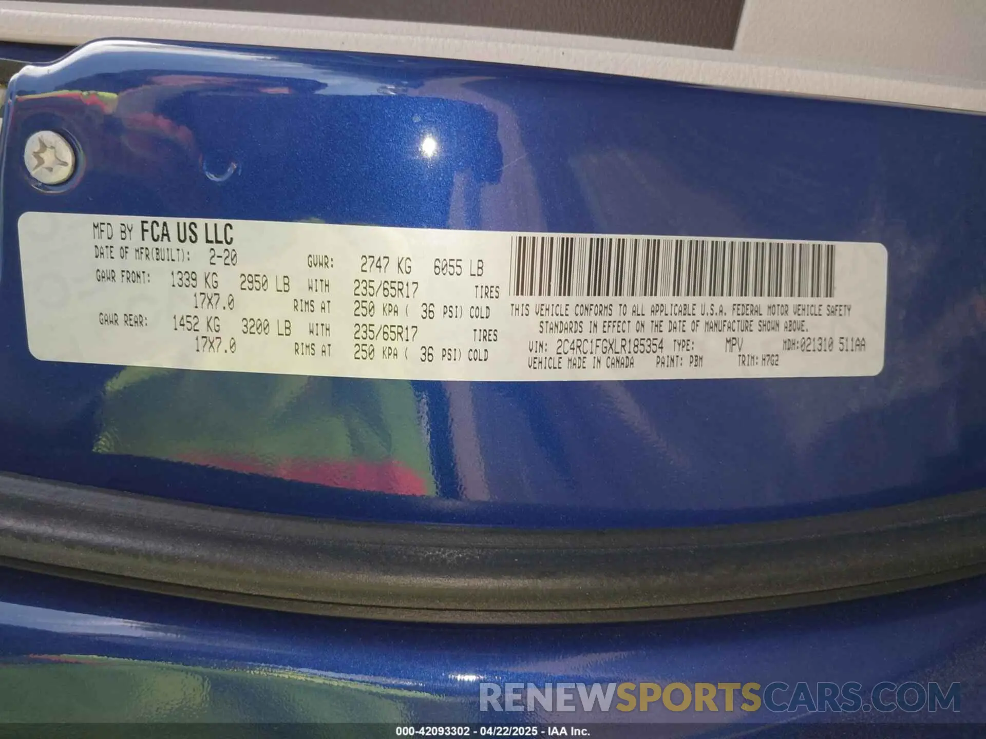 9 Фотография поврежденного автомобиля 2C4RC1FGXLR185354 CHRYSLER PACIFICA 2020