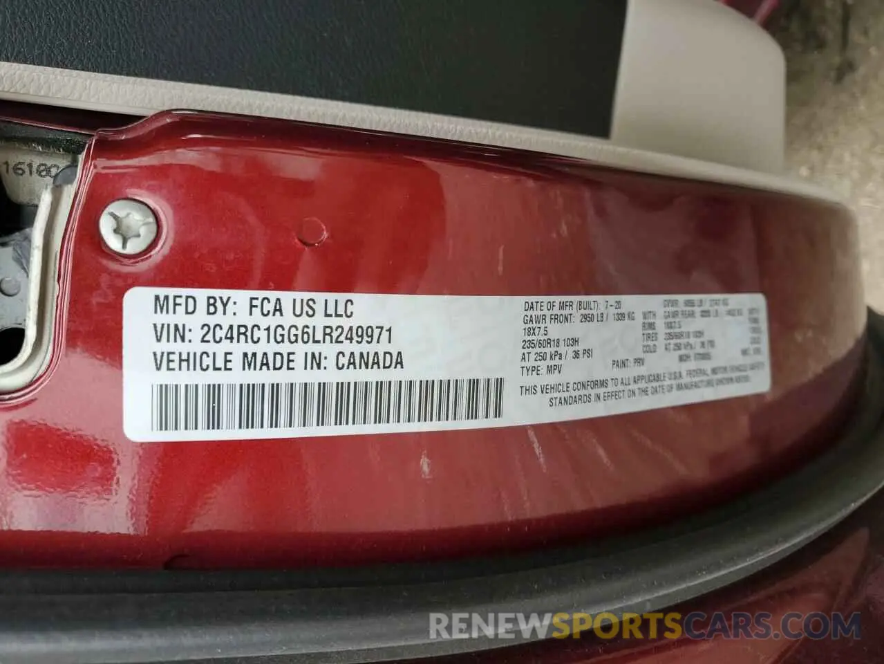 13 Photograph of a damaged car 2C4RC1GG6LR249971 CHRYSLER PACIFICA 2020