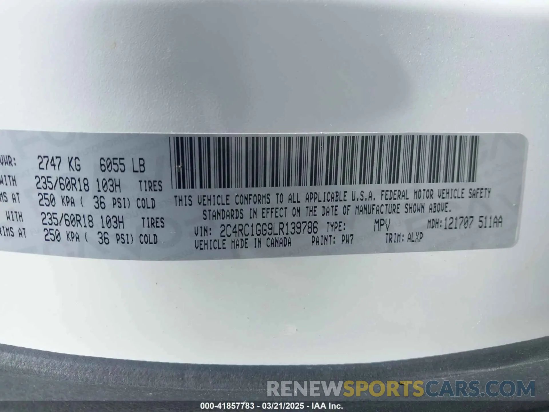 9 Фотография поврежденного автомобиля 2C4RC1GG9LR139786 CHRYSLER PACIFICA 2020
