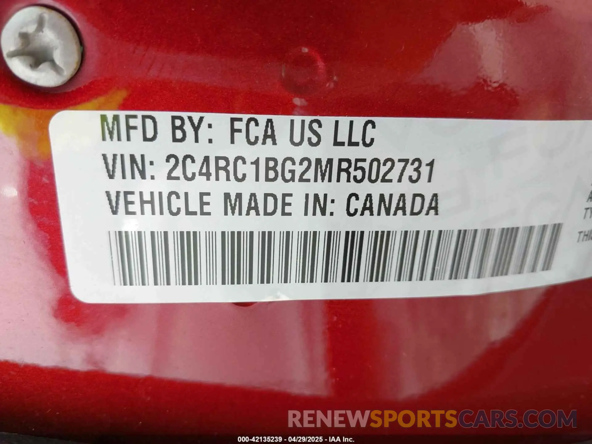9 Фотография поврежденного автомобиля 2C4RC1BG2MR502731 CHRYSLER PACIFICA 2021