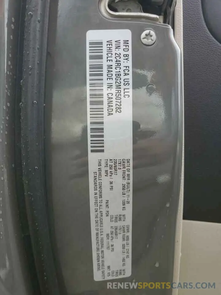 13 Фотография поврежденного автомобиля 2C4RC1BG2MR507282 CHRYSLER PACIFICA 2021