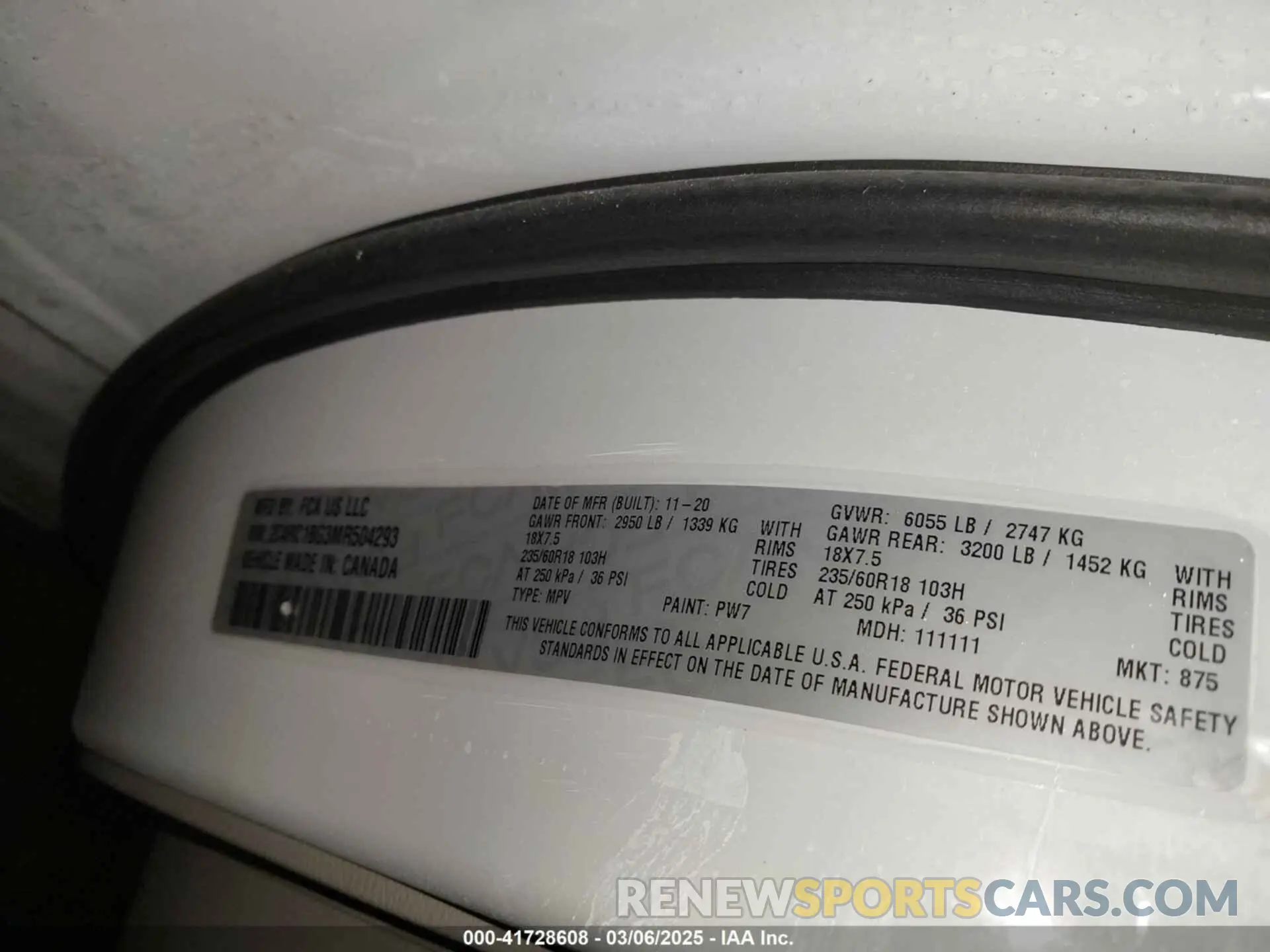 9 Photograph of a damaged car 2C4RC1BG3MR504293 CHRYSLER PACIFICA 2021