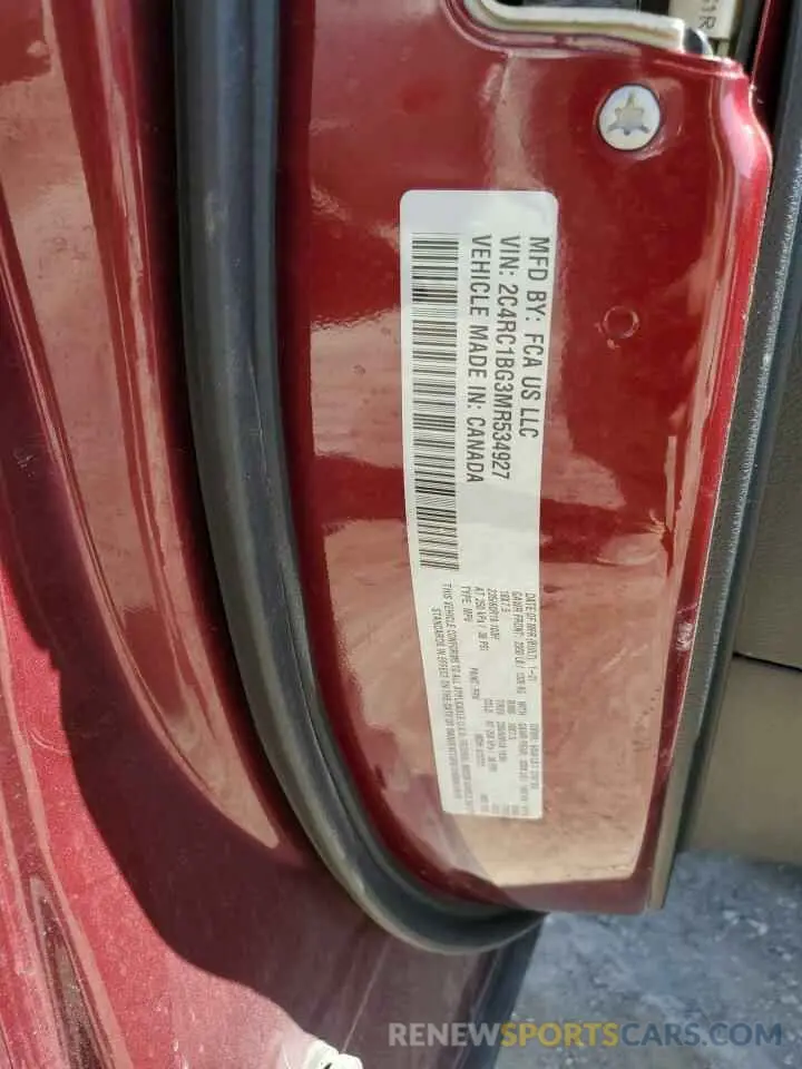 13 Фотография поврежденного автомобиля 2C4RC1BG3MR534927 CHRYSLER PACIFICA 2021