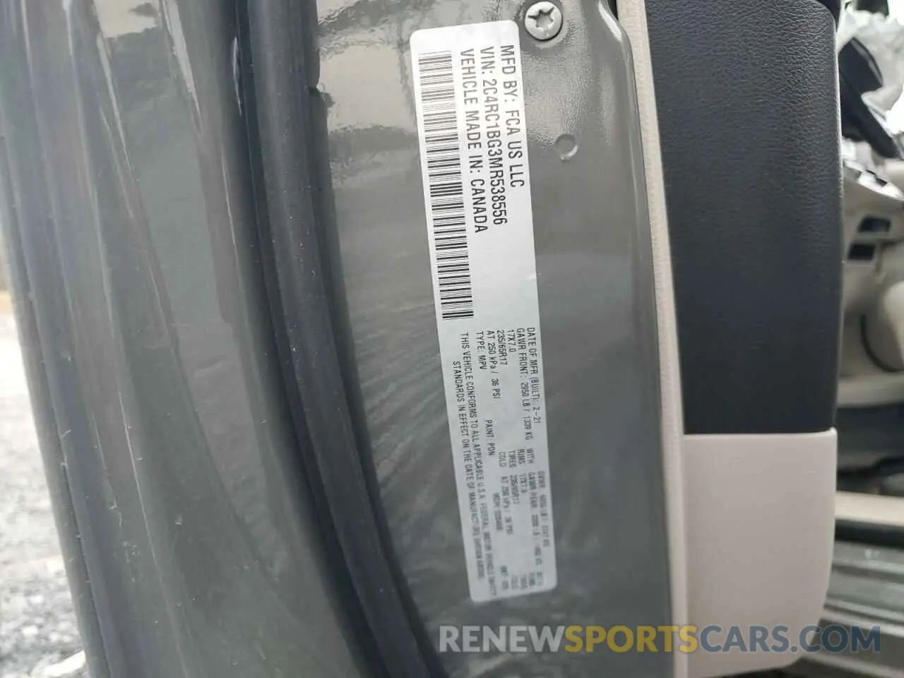 13 Photograph of a damaged car 2C4RC1BG3MR538556 CHRYSLER PACIFICA 2021