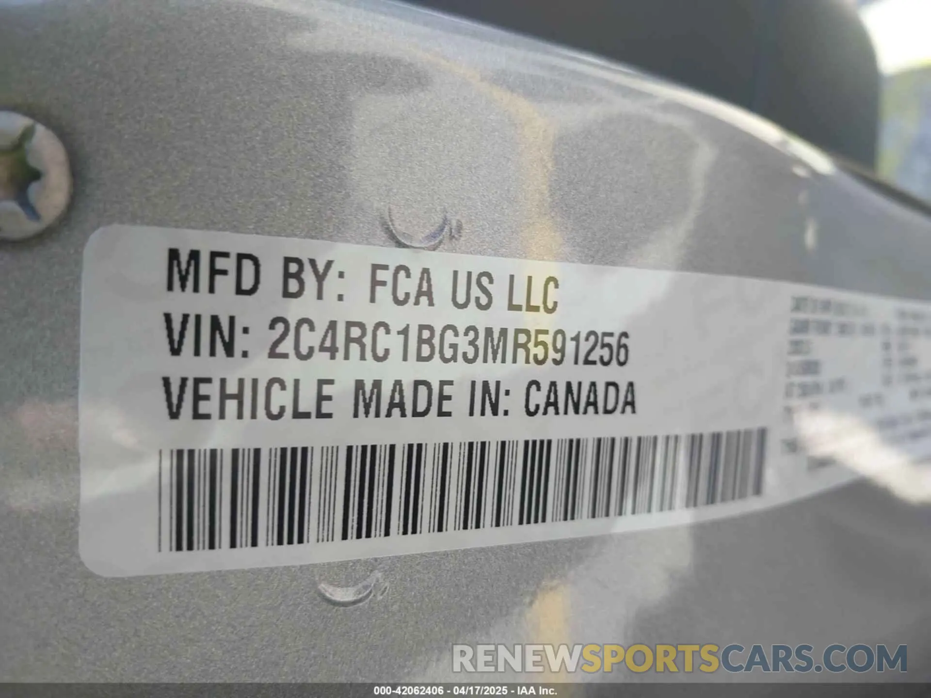 9 Фотография поврежденного автомобиля 2C4RC1BG3MR591256 CHRYSLER PACIFICA 2021