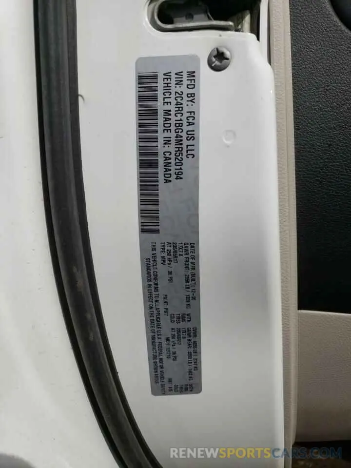 13 Фотография поврежденного автомобиля 2C4RC1BG4MR520194 CHRYSLER PACIFICA 2021