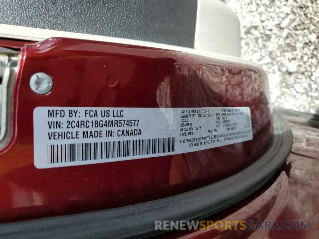 13 Photograph of a damaged car 2C4RC1BG4MR574577 CHRYSLER PACIFICA 2021