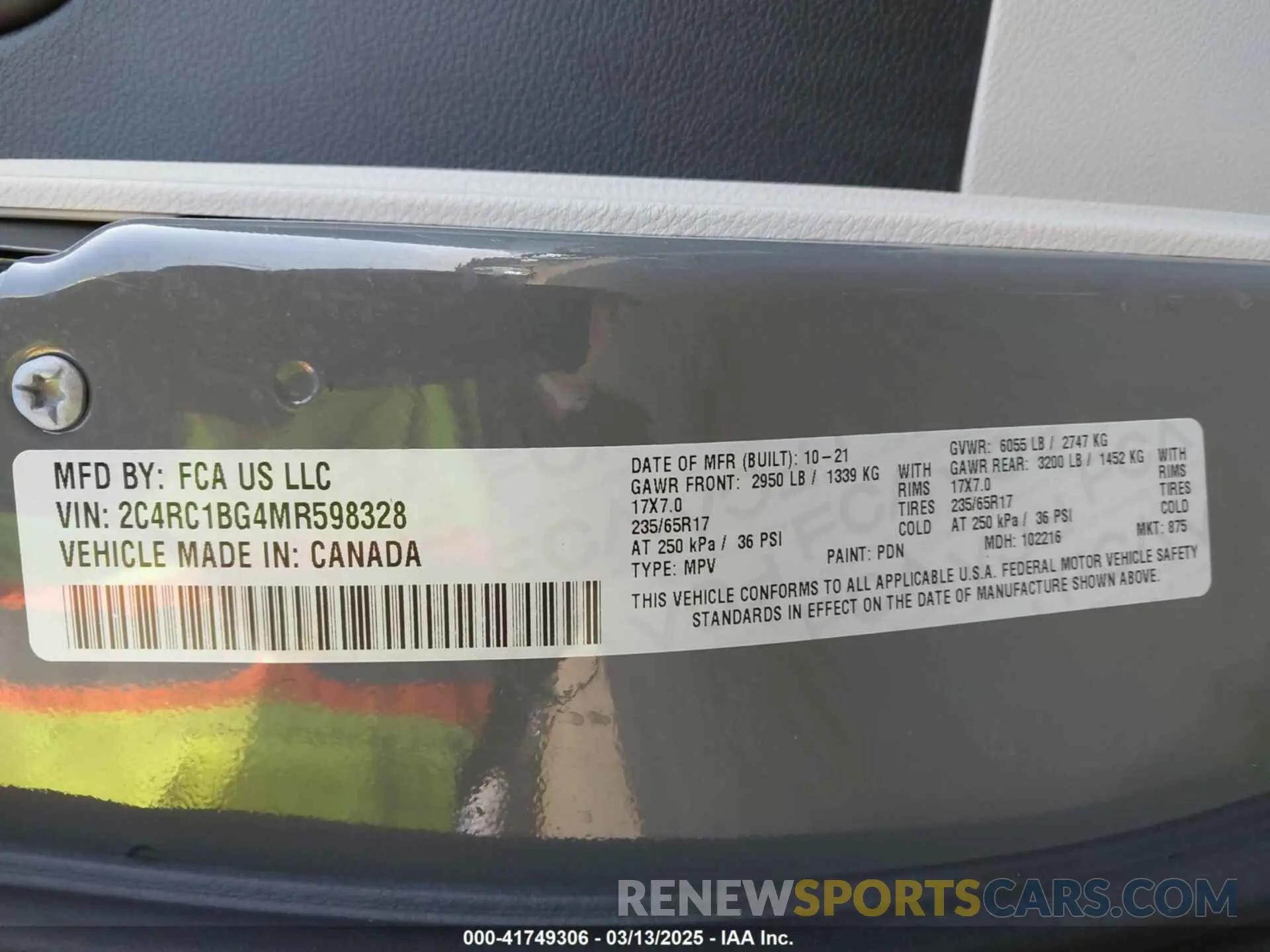 9 Photograph of a damaged car 2C4RC1BG4MR598328 CHRYSLER PACIFICA 2021