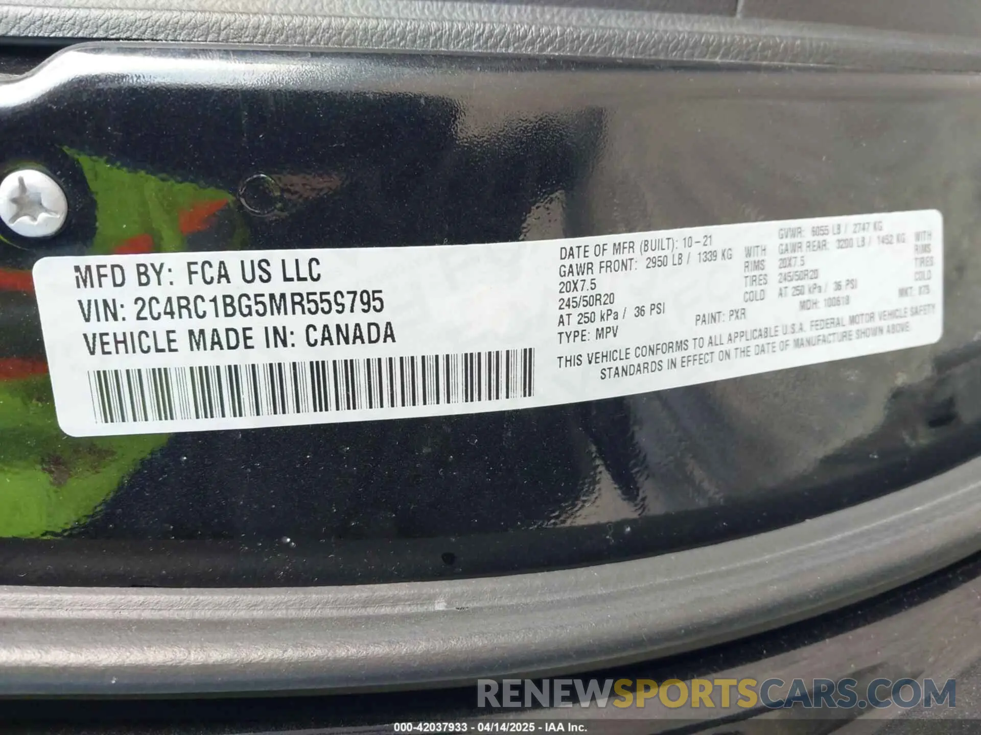9 Фотография поврежденного автомобиля 2C4RC1BG5MR559795 CHRYSLER PACIFICA 2021