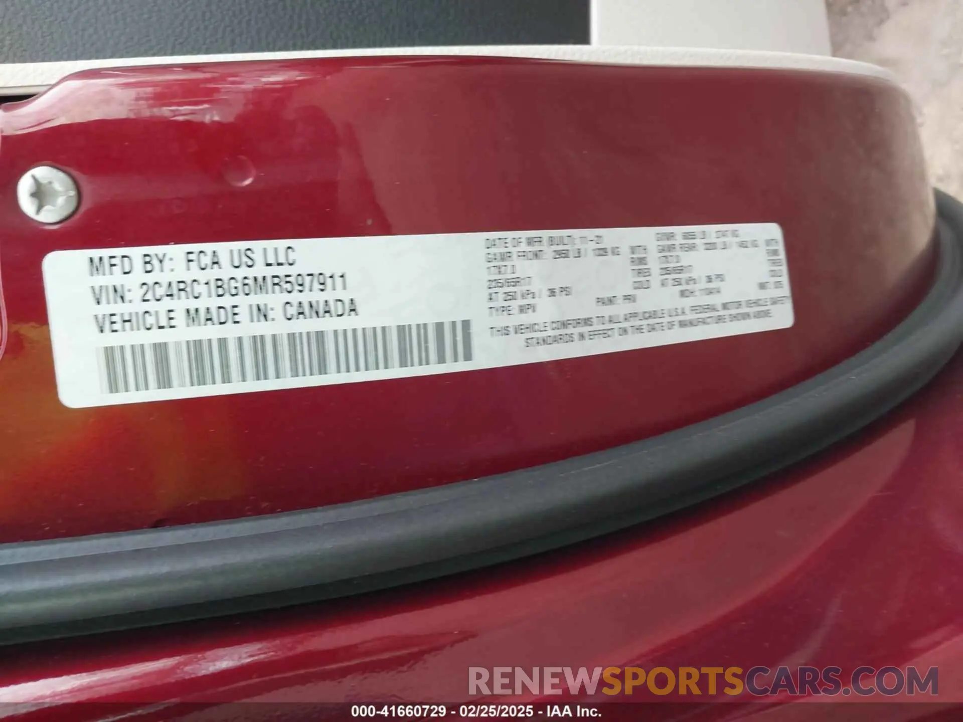 9 Photograph of a damaged car 2C4RC1BG6MR597911 CHRYSLER PACIFICA 2021
