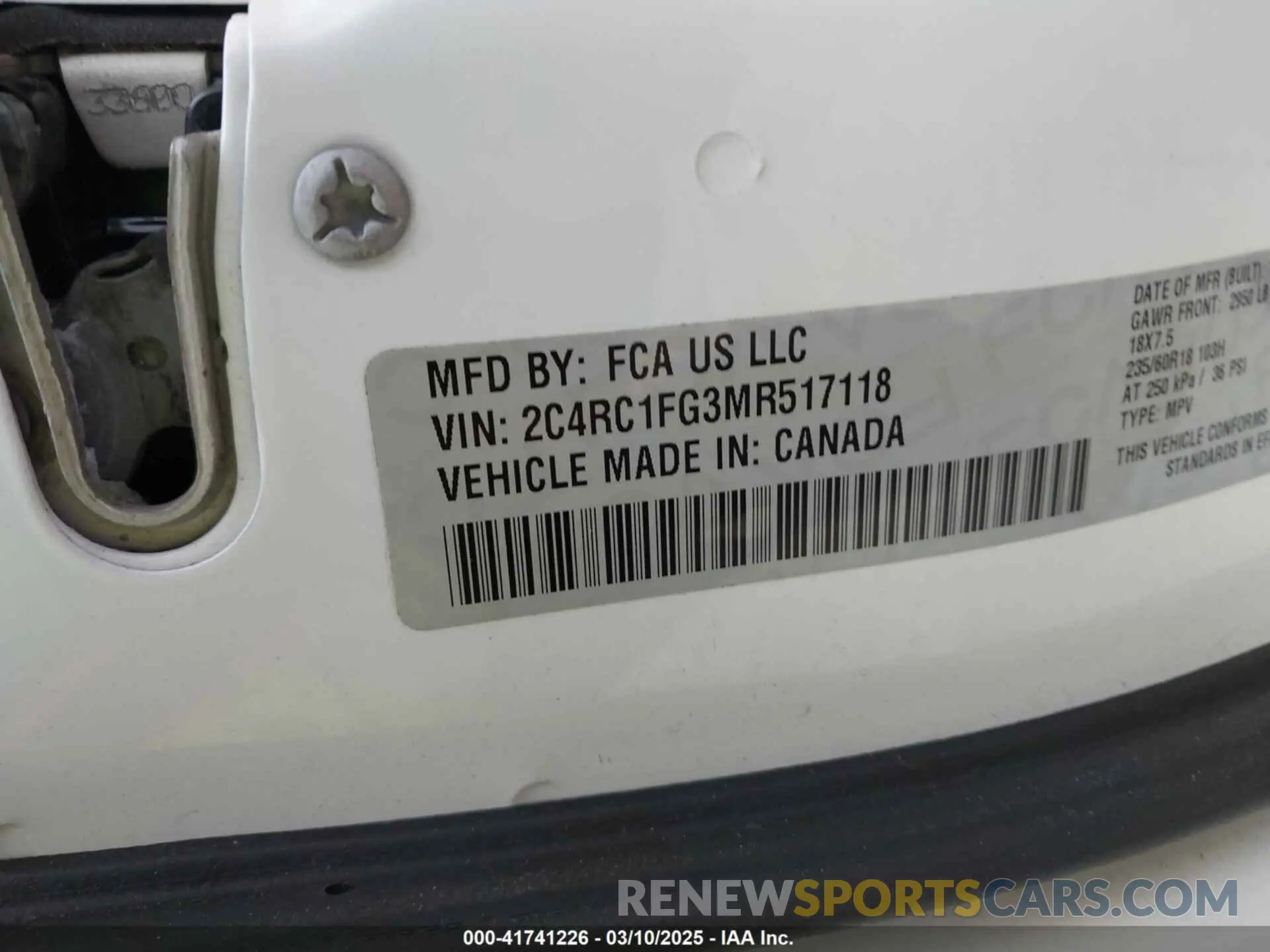 9 Photograph of a damaged car 2C4RC1FG3MR517118 CHRYSLER PACIFICA 2021