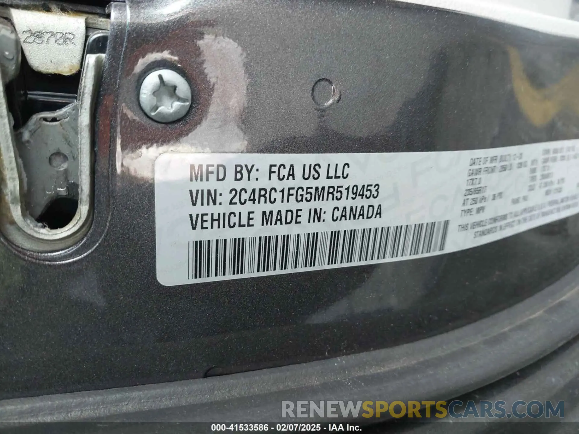 9 Photograph of a damaged car 2C4RC1FG5MR519453 CHRYSLER PACIFICA 2021