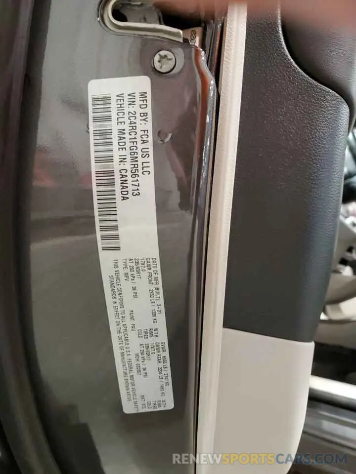 13 Фотография поврежденного автомобиля 2C4RC1FG6MR561713 CHRYSLER PACIFICA 2021