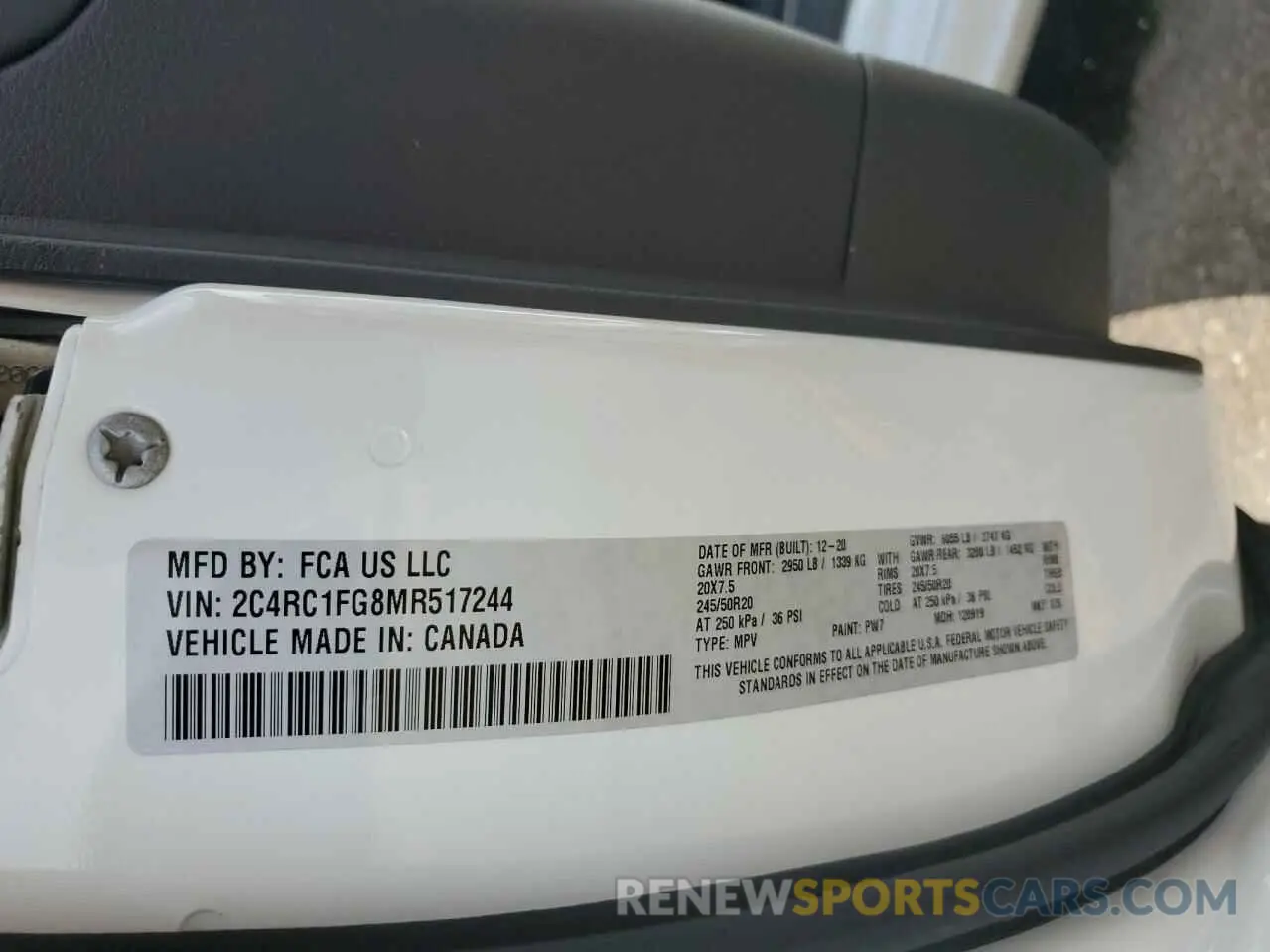 13 Фотография поврежденного автомобиля 2C4RC1FG8MR517244 CHRYSLER PACIFICA 2021