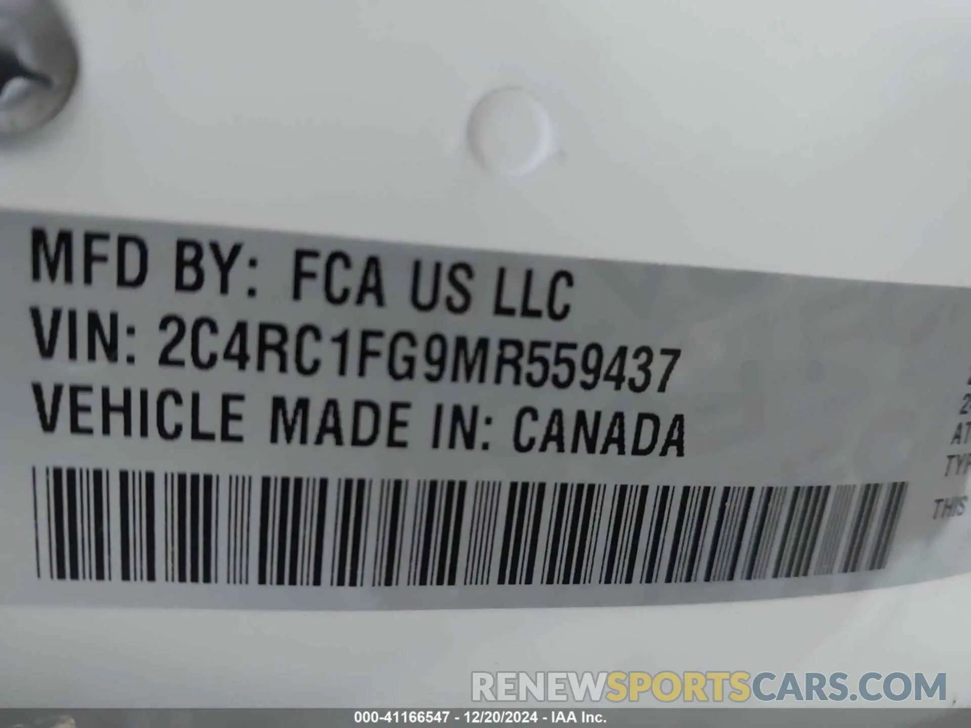 9 Photograph of a damaged car 2C4RC1FG9MR559437 CHRYSLER PACIFICA 2021