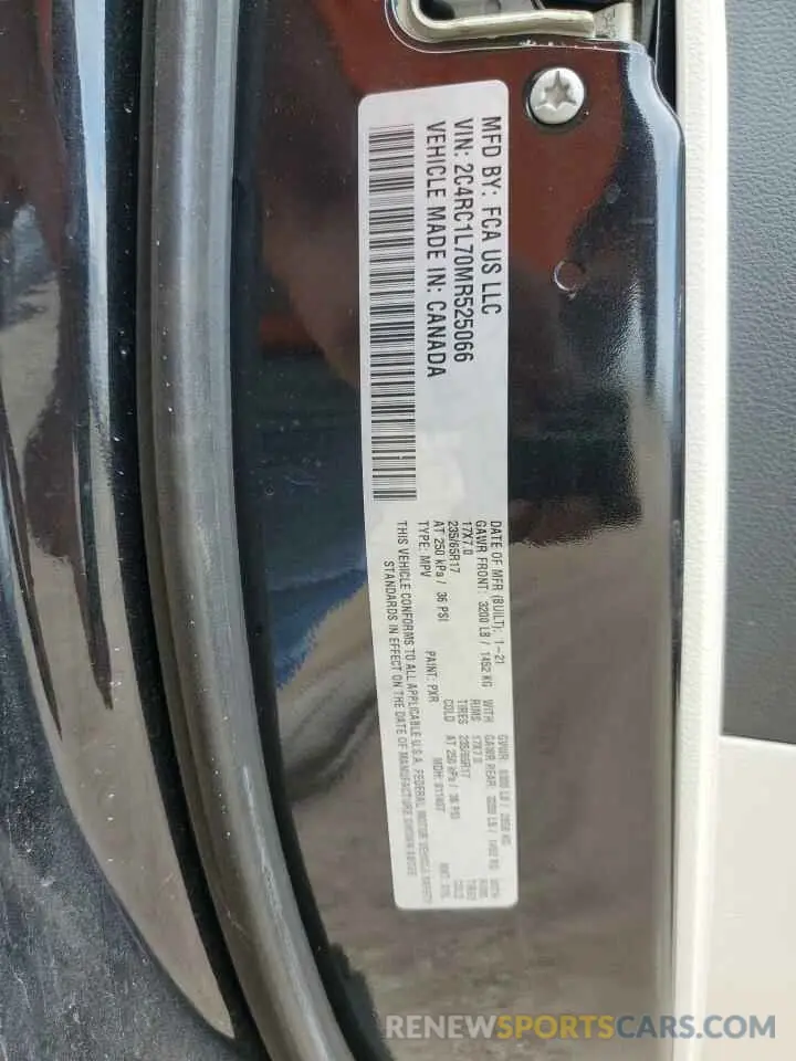 13 Photograph of a damaged car 2C4RC1L70MR525066 CHRYSLER PACIFICA 2021