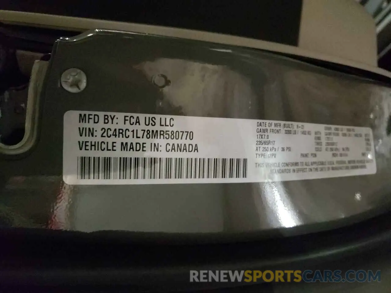 13 Photograph of a damaged car 2C4RC1L78MR580770 CHRYSLER PACIFICA 2021