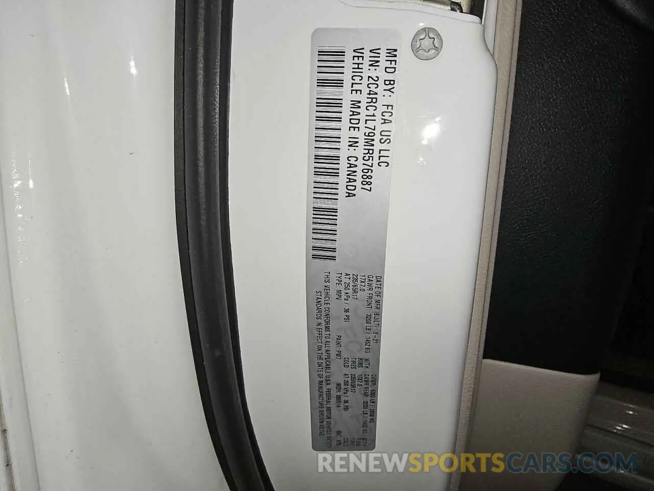 13 Фотография поврежденного автомобиля 2C4RC1L79MR576887 CHRYSLER PACIFICA 2021