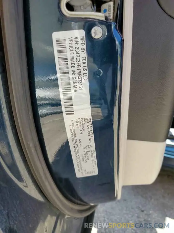13 Photograph of a damaged car 2C4RC3FG1MR573151 CHRYSLER PACIFICA 2021