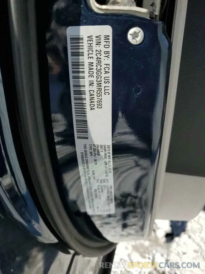 14 Photograph of a damaged car 2C4RC3GG3MR557693 CHRYSLER PACIFICA 2021
