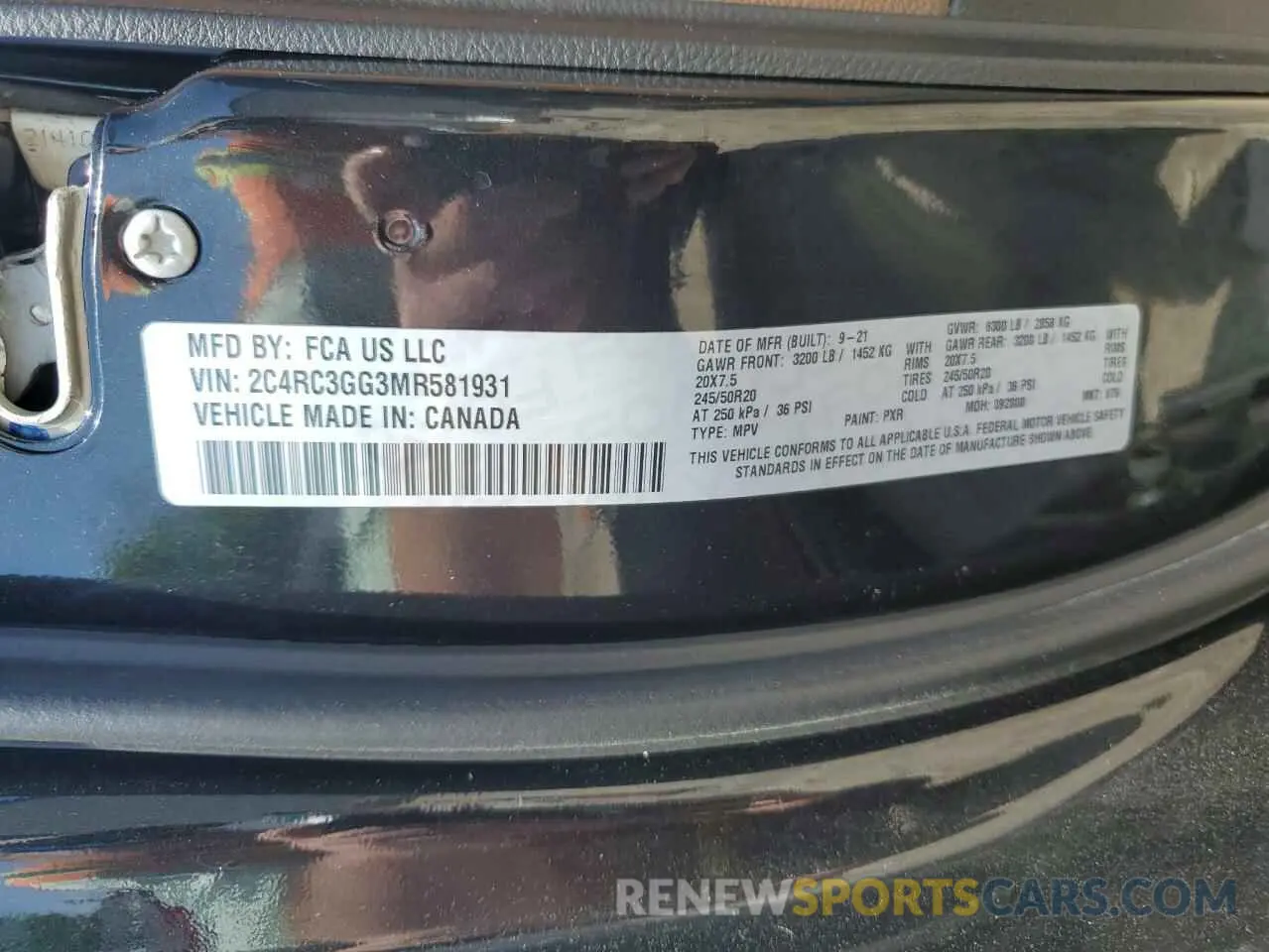 13 Фотография поврежденного автомобиля 2C4RC3GG3MR581931 CHRYSLER PACIFICA 2021