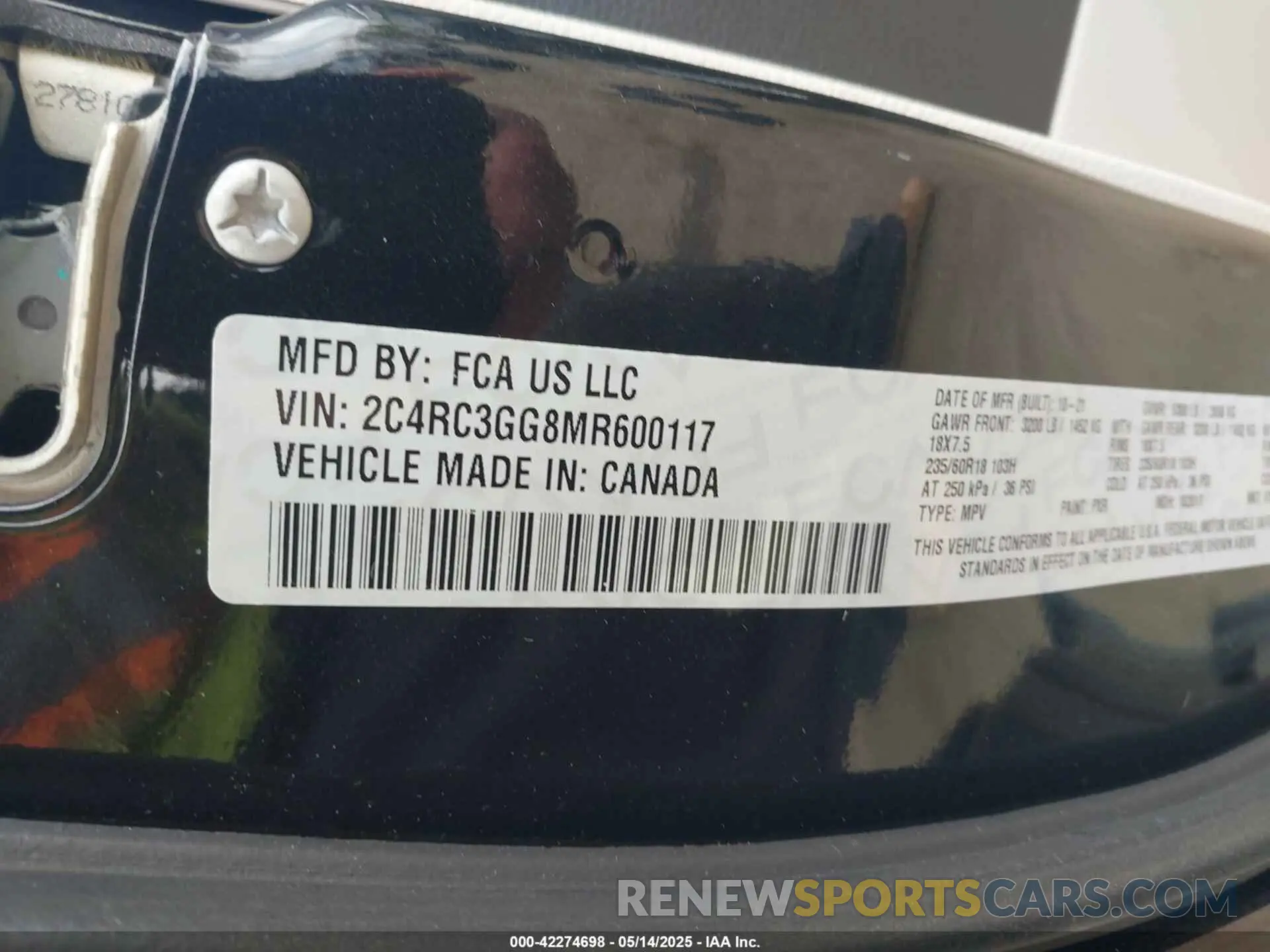 9 Photograph of a damaged car 2C4RC3GG8MR600117 CHRYSLER PACIFICA 2021