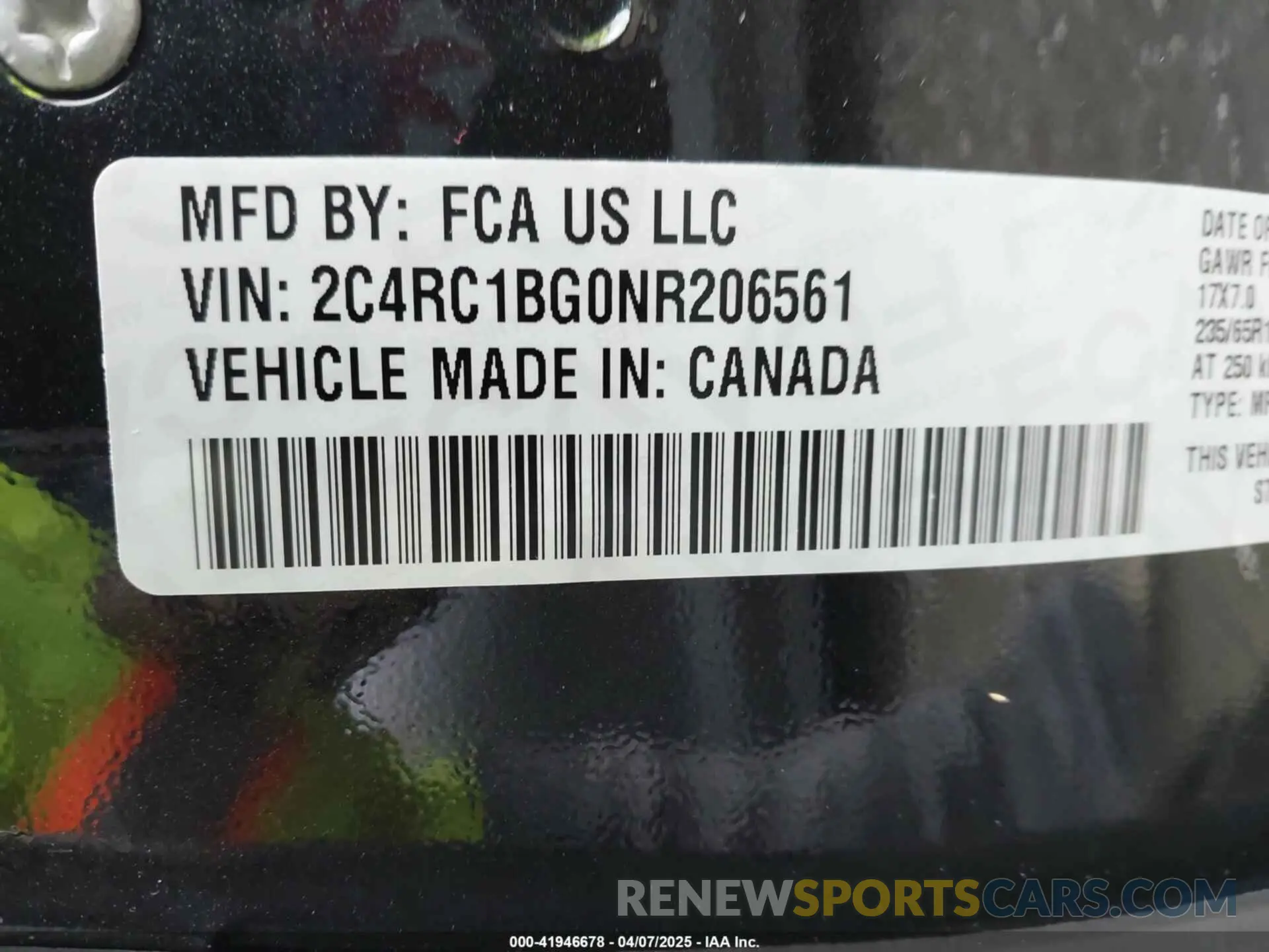 9 Фотография поврежденного автомобиля 2C4RC1BG0NR206561 CHRYSLER PACIFICA 2022