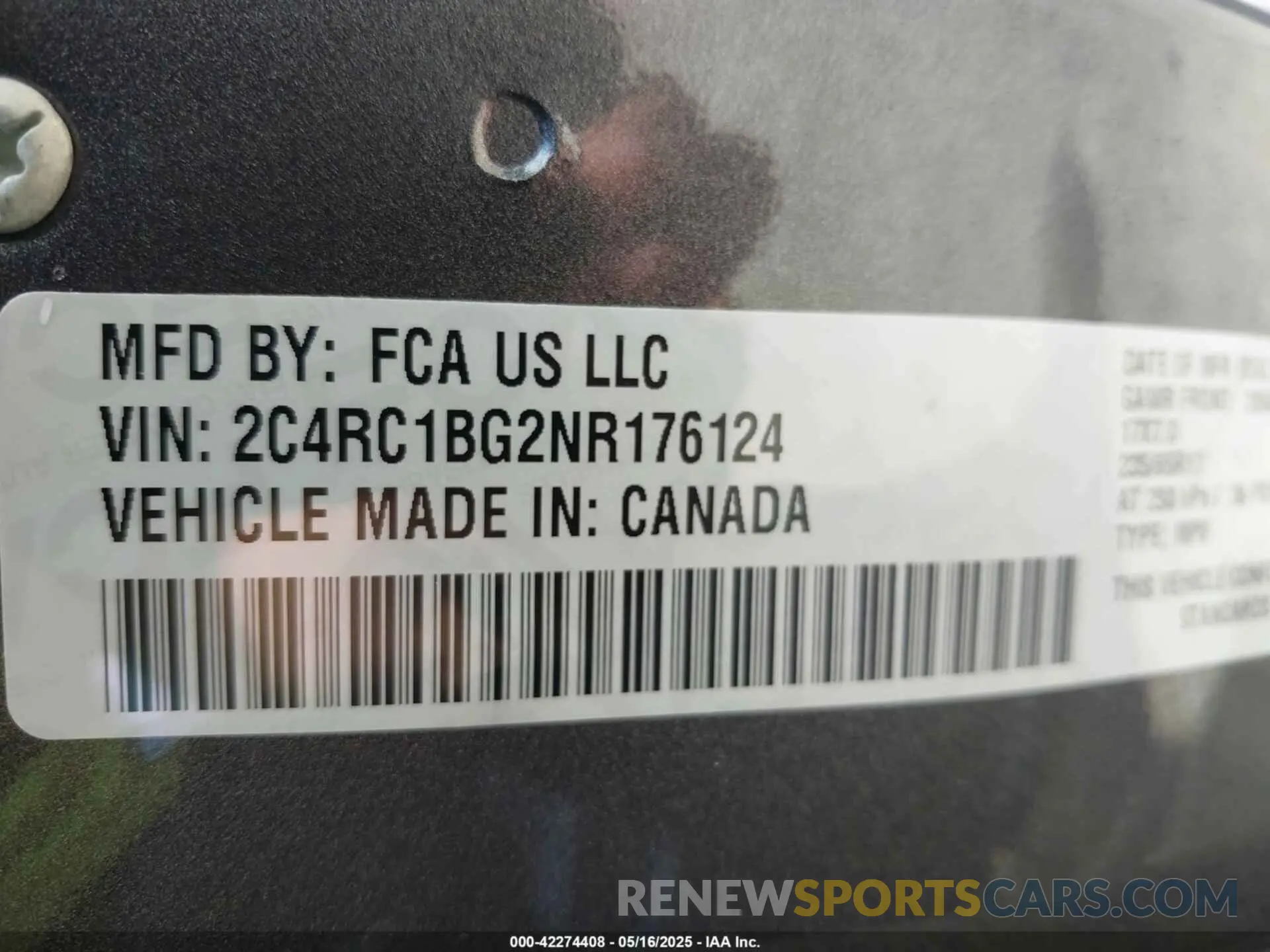 9 Фотография поврежденного автомобиля 2C4RC1BG2NR176124 CHRYSLER PACIFICA 2022