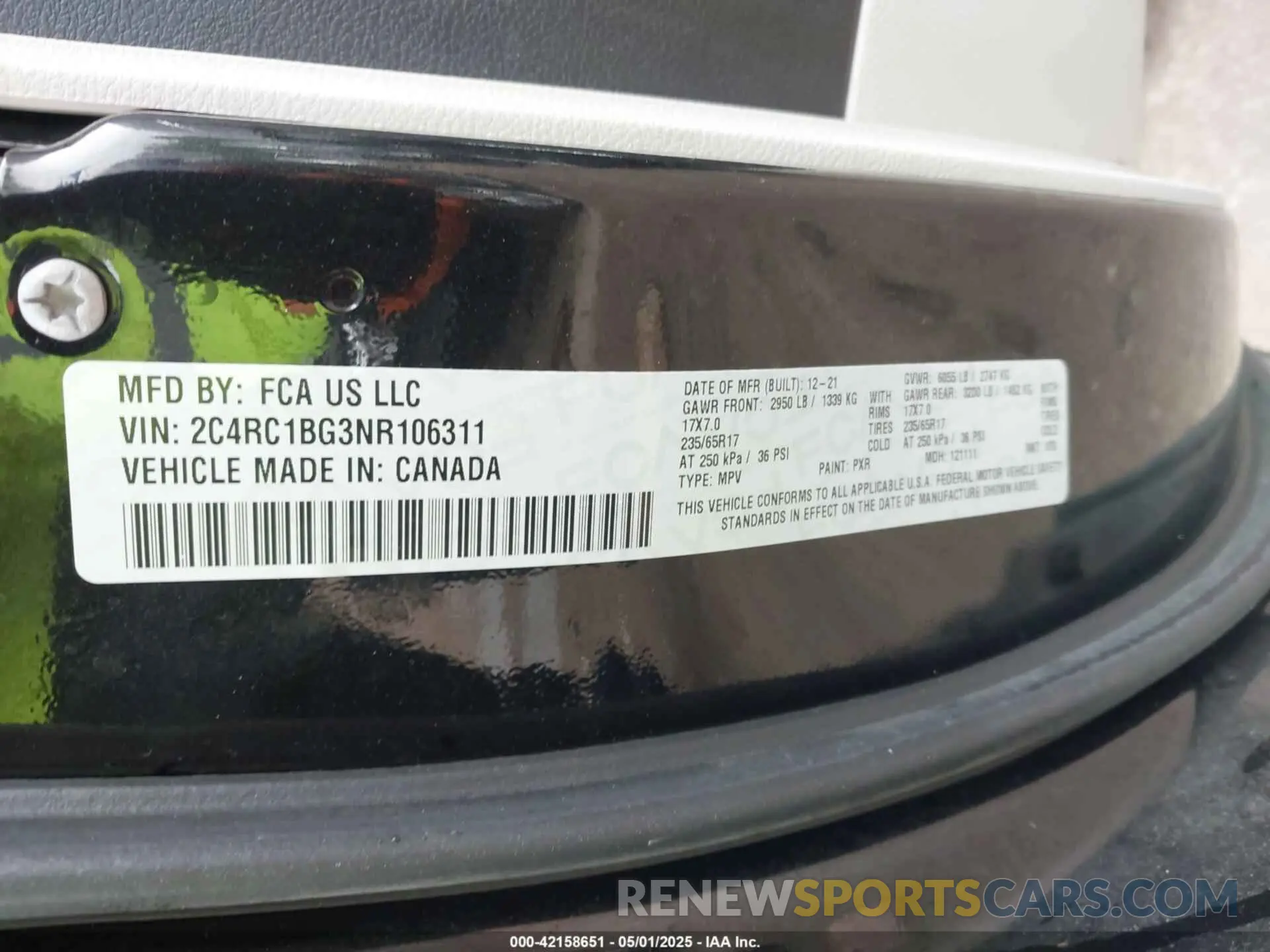 9 Фотография поврежденного автомобиля 2C4RC1BG3NR106311 CHRYSLER PACIFICA 2022