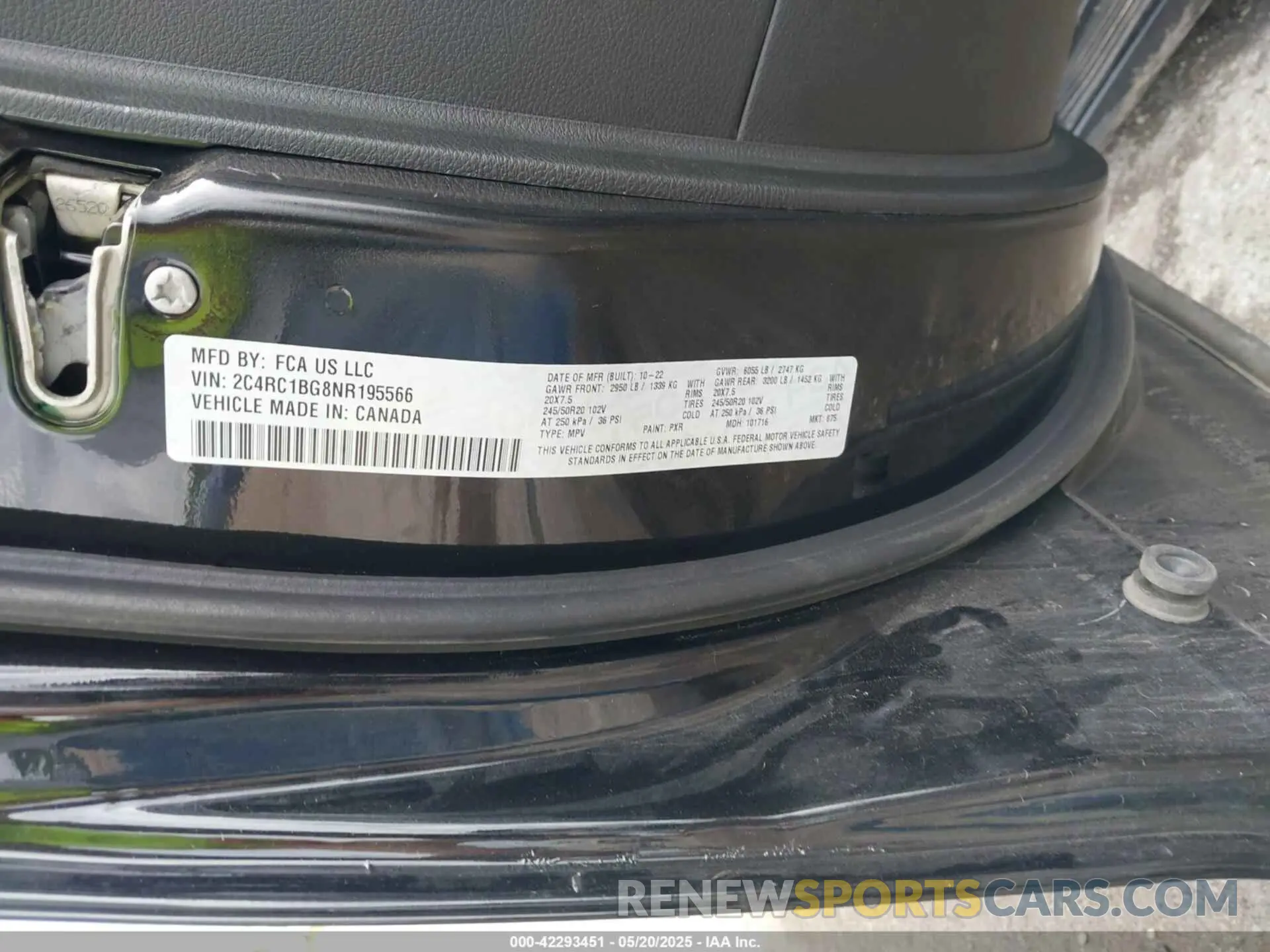 9 Фотография поврежденного автомобиля 2C4RC1BG8NR195566 CHRYSLER PACIFICA 2022