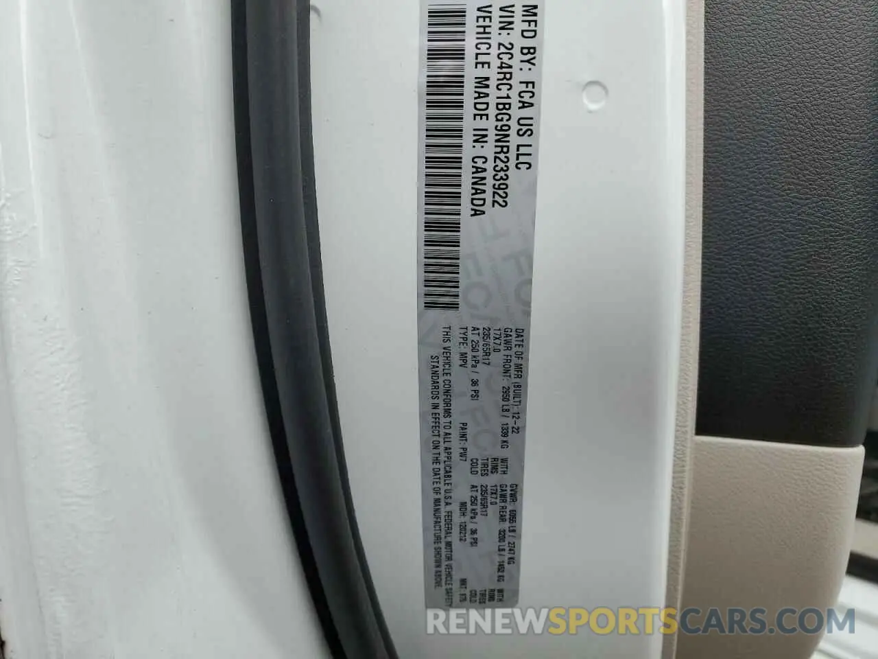 14 Фотография поврежденного автомобиля 2C4RC1BG9NR233922 CHRYSLER PACIFICA 2022