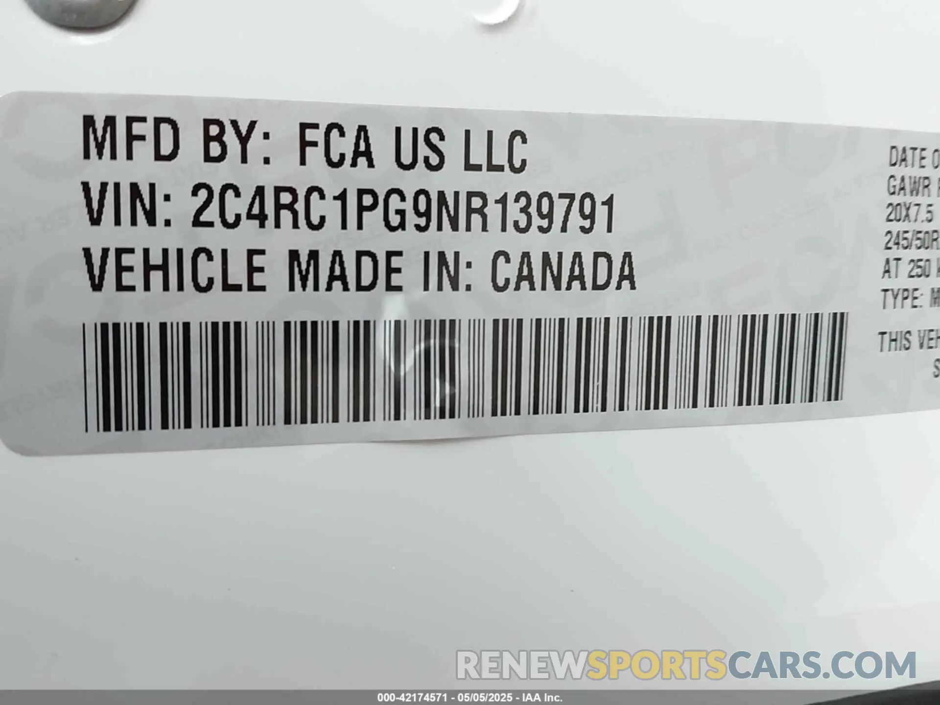 9 Фотография поврежденного автомобиля 2C4RC1PG9NR139791 CHRYSLER PACIFICA 2022