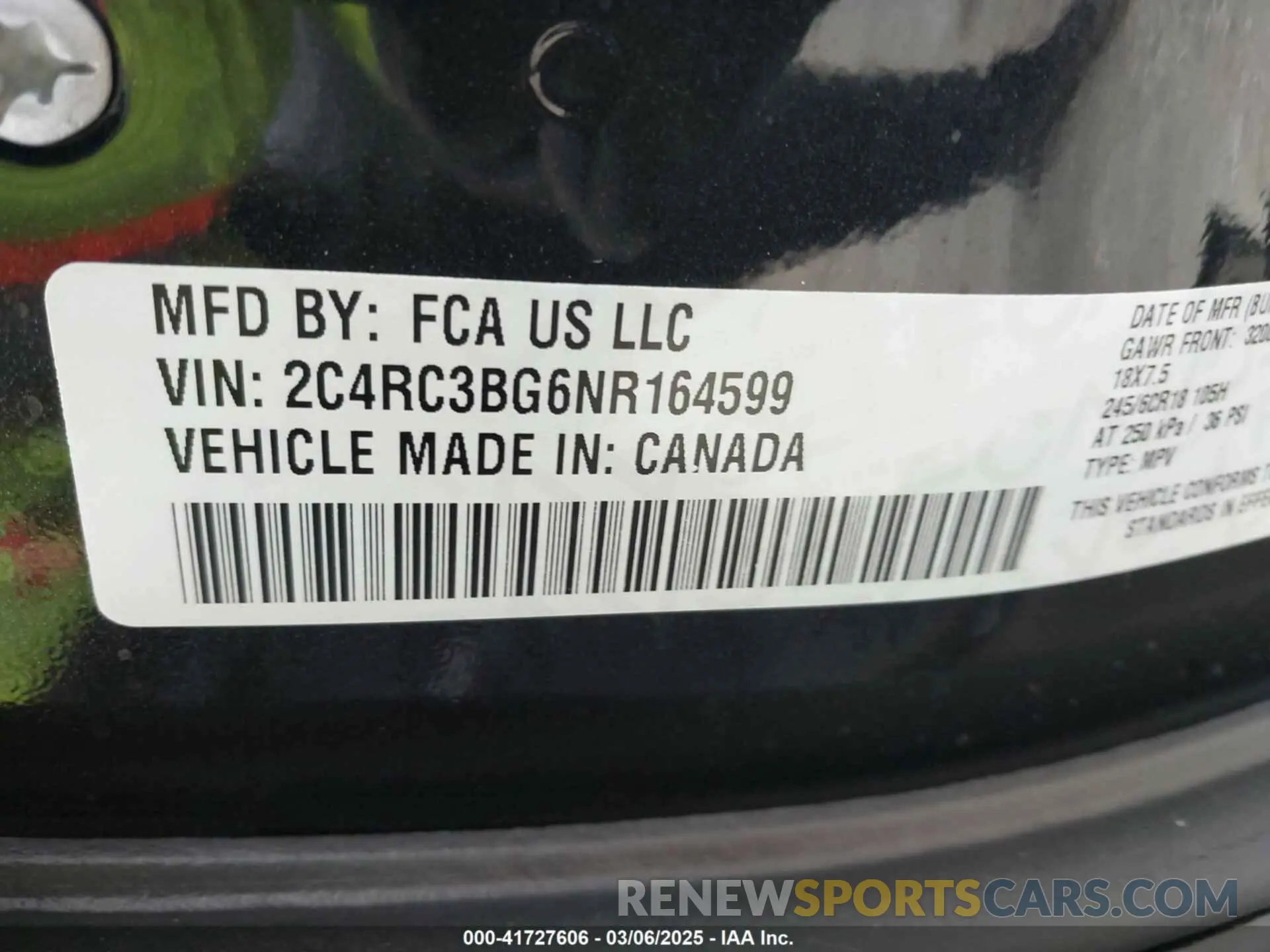 9 Фотография поврежденного автомобиля 2C4RC3BG6NR164599 CHRYSLER PACIFICA 2022