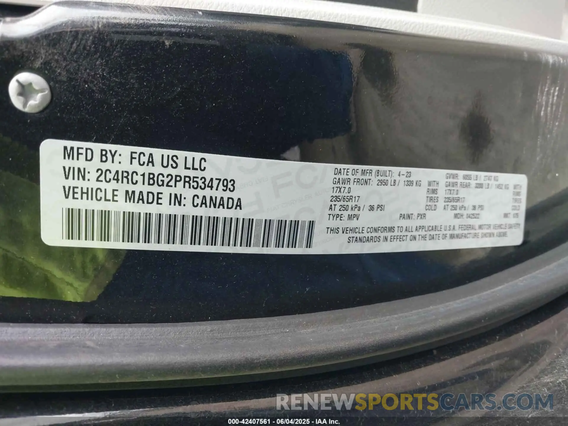 9 Фотография поврежденного автомобиля 2C4RC1BG2PR534793 CHRYSLER PACIFICA 2023