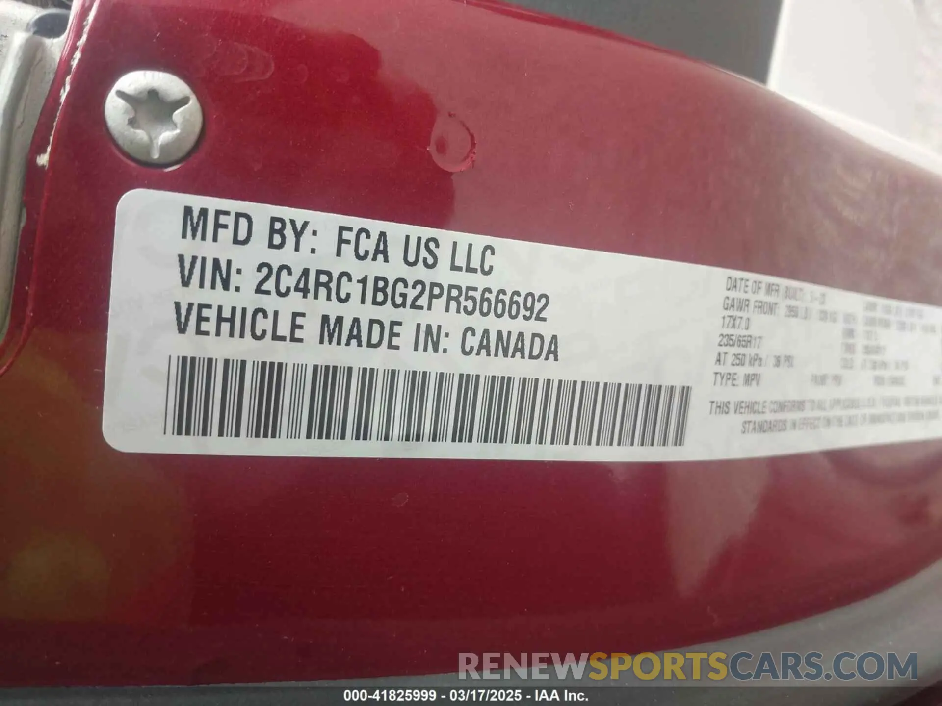 9 Фотография поврежденного автомобиля 2C4RC1BG2PR566692 CHRYSLER PACIFICA 2023