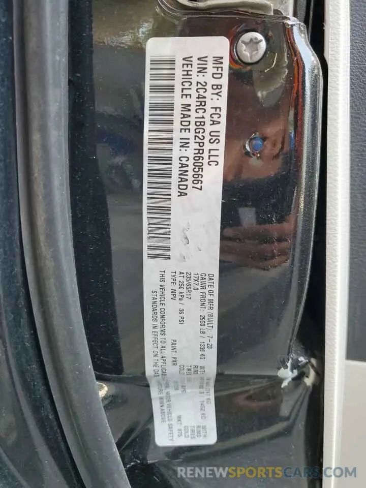 14 Photograph of a damaged car 2C4RC1BG2PR605667 CHRYSLER PACIFICA 2023