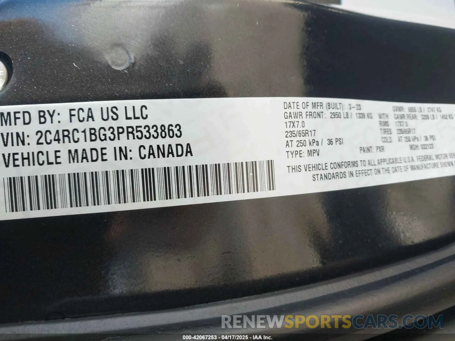 9 Фотография поврежденного автомобиля 2C4RC1BG3PR533863 CHRYSLER PACIFICA 2023