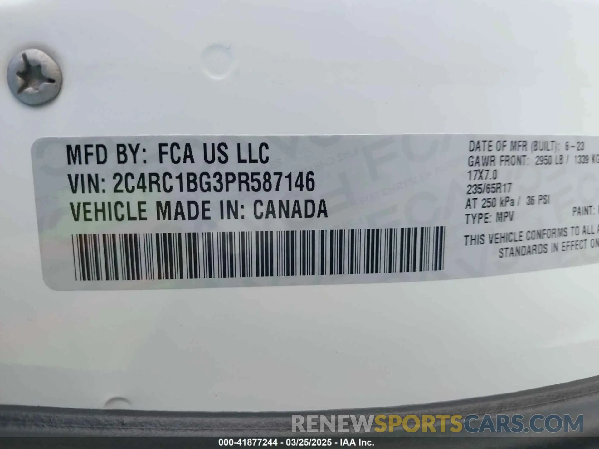 9 Фотография поврежденного автомобиля 2C4RC1BG3PR587146 CHRYSLER PACIFICA 2023