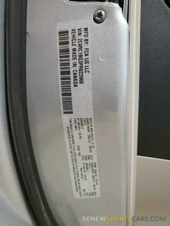 13 Фотография поврежденного автомобиля 2C4RC1BG3PR623966 CHRYSLER PACIFICA 2023