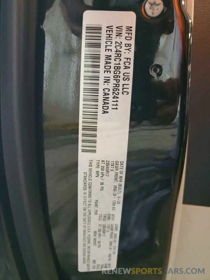 13 Фотография поврежденного автомобиля 2C4RC1BG6PR624111 CHRYSLER PACIFICA 2023