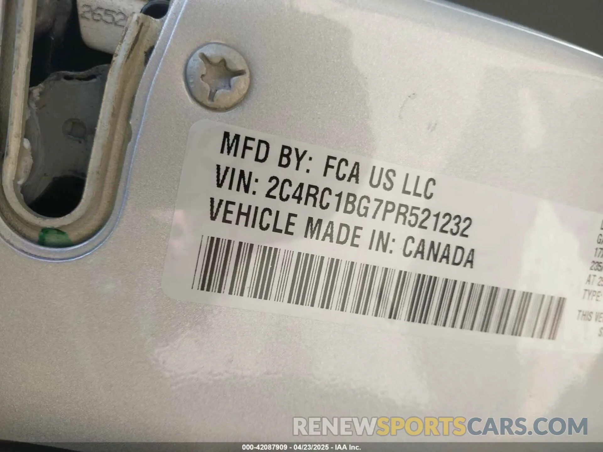 9 Фотография поврежденного автомобиля 2C4RC1BG7PR521232 CHRYSLER PACIFICA 2023