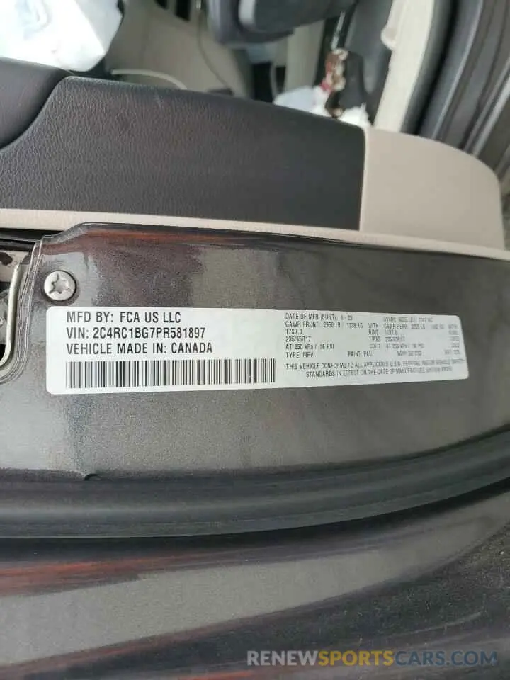 13 Фотография поврежденного автомобиля 2C4RC1BG7PR581897 CHRYSLER PACIFICA 2023